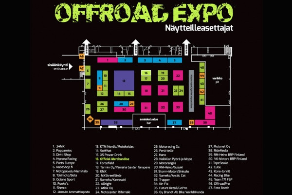 Tampere Offroad Expo '14 -näyttelykartta