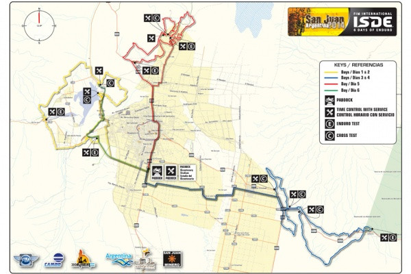 Kilpailun kahden ensimmäisen päivän reittikartta. Kuva: www.fim-isde2014.com