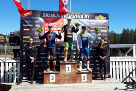MX1-luokan ensimmäisen erän podium. Kuva: Antti Peltola