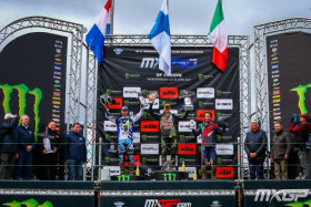 Miro Sihvonen nousi korkeimmalle korokkeelle Valkenswaardin kisaviikonlopun jälkeen. Kuva: MXGP 
