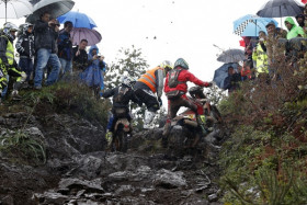 Vesisade teki reitistä sunnuntaina todella haastavan. Kuva: Andrea Belluschi